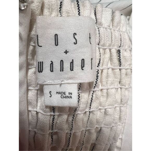 NWOT Lost + Wander Women's White Mini Zigzag Stripes Wide Leg Jumpsuit S… - Picture 7 of 11